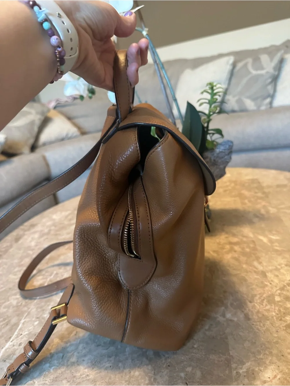 Michael Kors Raven Leather Acorn/Gold Backpack